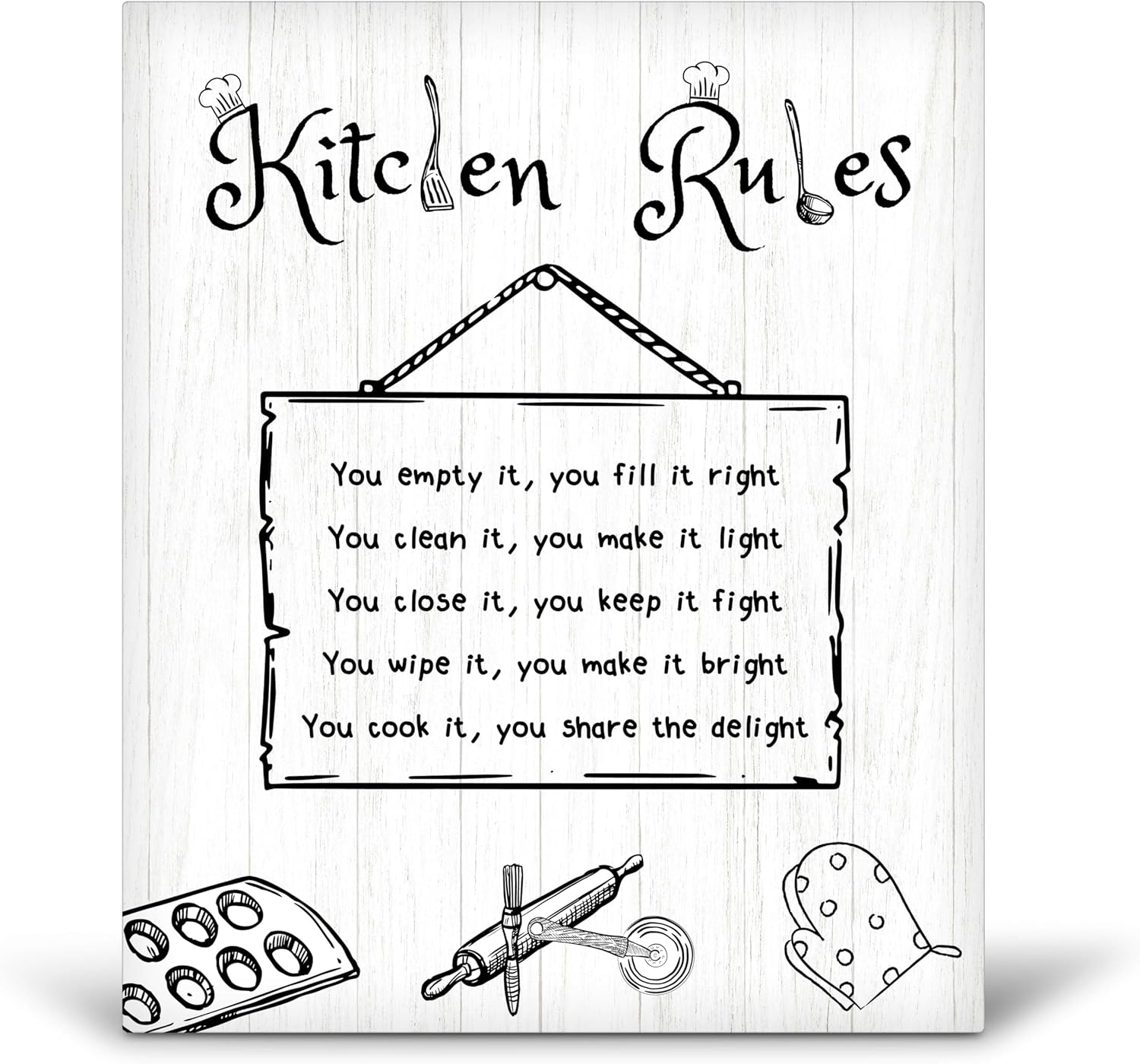 Kitchen Rules Hanging Funny Kitchen Rules Wood Decor Sign
