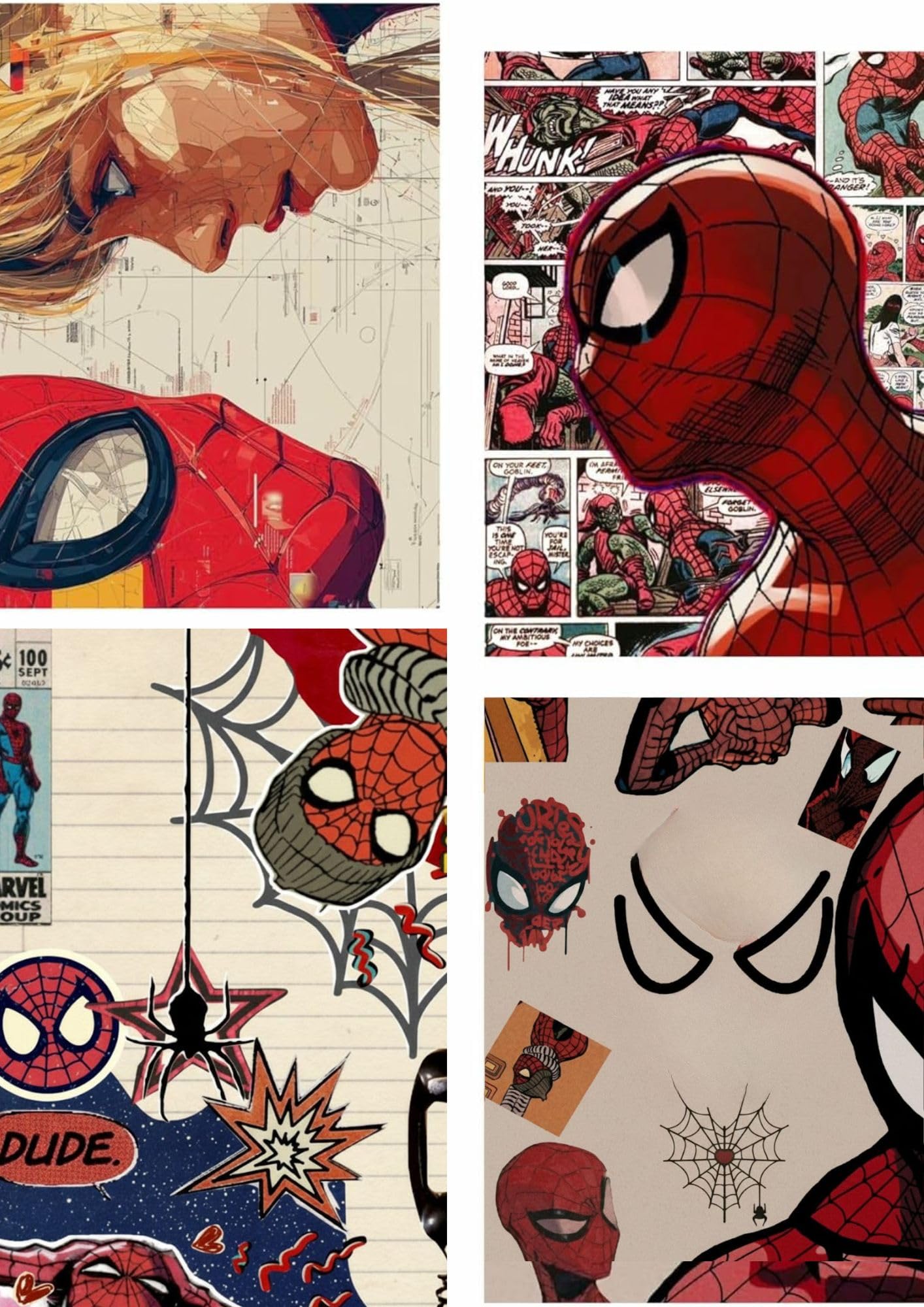 Luxury Gift Sppiderr-Men Poster Set of 4 | Unframed Wall Art Prints 9 x 12 Inch - 300 gsm | Aesthetic Superhero Posters for Bedroom, Living Room, Hostel & Office Décor