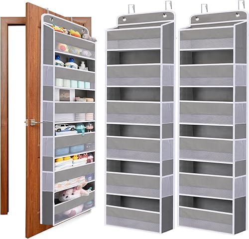 WishJazz 2 Pack Over The Door Organizer, 5 Shelf Heavy Duty Door Organizer Hanging - RV Storage and Organization Bedroom, Anti Tilt 45lbs Closet WishJazz 2 Pack Over The Door Organizer, 5 Shelf Heavy Duty Door Organizer Hanging - RV Storage and Organization Bedroom, Anti Tilt 45lbs Closet