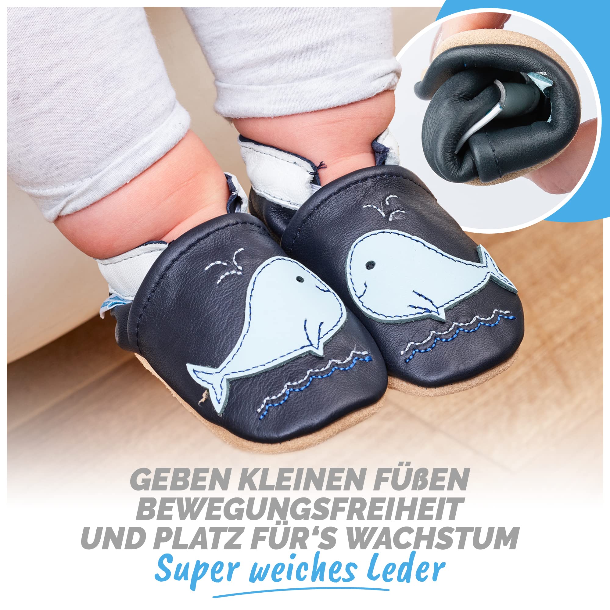Krabbelschuhe Baby Lauflernschuhe Mädchen Jungen Hausschuhe Baby Schuhe Babyschuhe Weicher Leder mit Wildledersohlen Lederschuhe Kleinkind 0-6 Monate 6-12 Monate 12-18 Monate 18-24 Monate 2-3Y