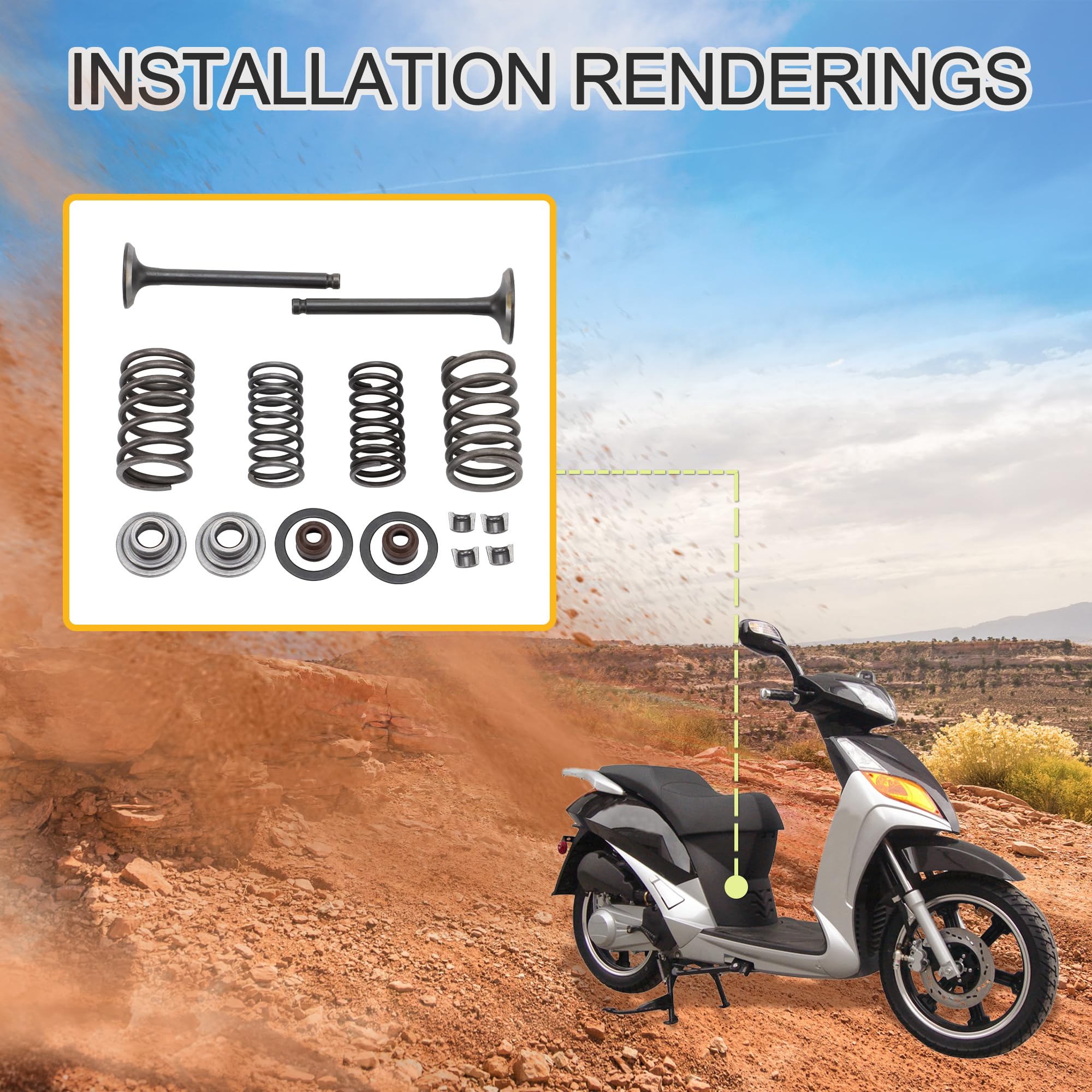 GOOFIT Kit di Ricostruzione della Valvola del Cilindro Sostituzione per 70cc 90cc 110cc Chinese Taotao Roketa Sunl ATV Dirt Bike Go Kart