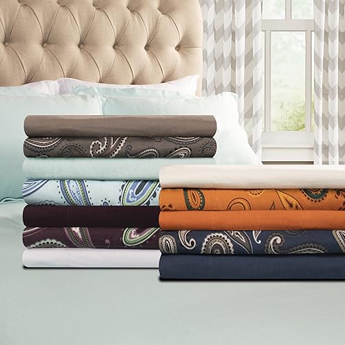 Miniatura 8 de SUPERIOR Funda de edredón de franela de algodón con estampado floral de cachemira, juego de funda de edredón ultrasuave, decoración de lujo ligera,