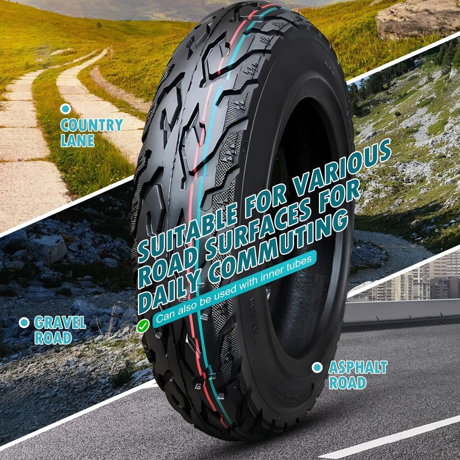 3,50-10/6PR, 56J, 280 kPa Opony do Skutera Elektrycznego, 3,50-10 Opony Off-Road, 3,50-10 Stałe Opony, Wzmocnione i Trwałe Kompatybilna z Rurką Wewnętrzną