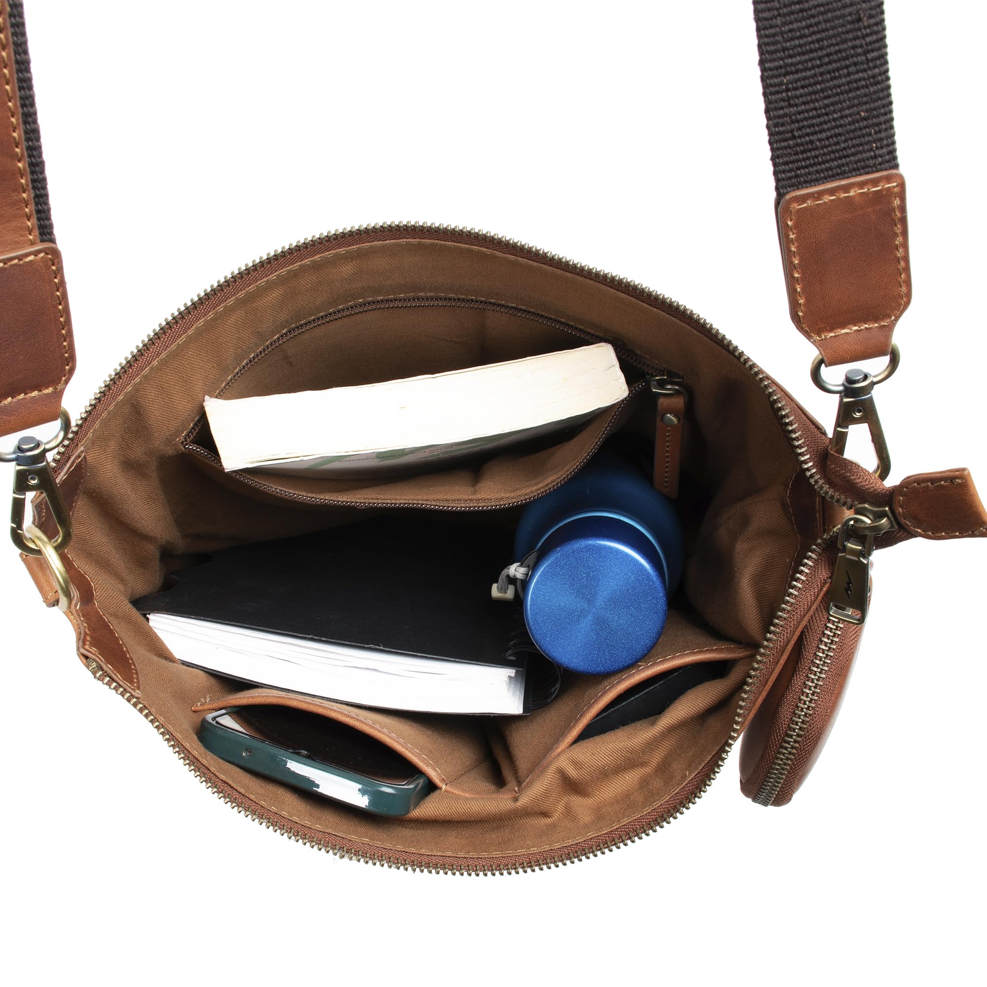 Marc Peter Borsa a tracolla in pelle da donna, borsa a tracolla, vera pelle, borsa a tracolla per uso quotidiano e ufficio