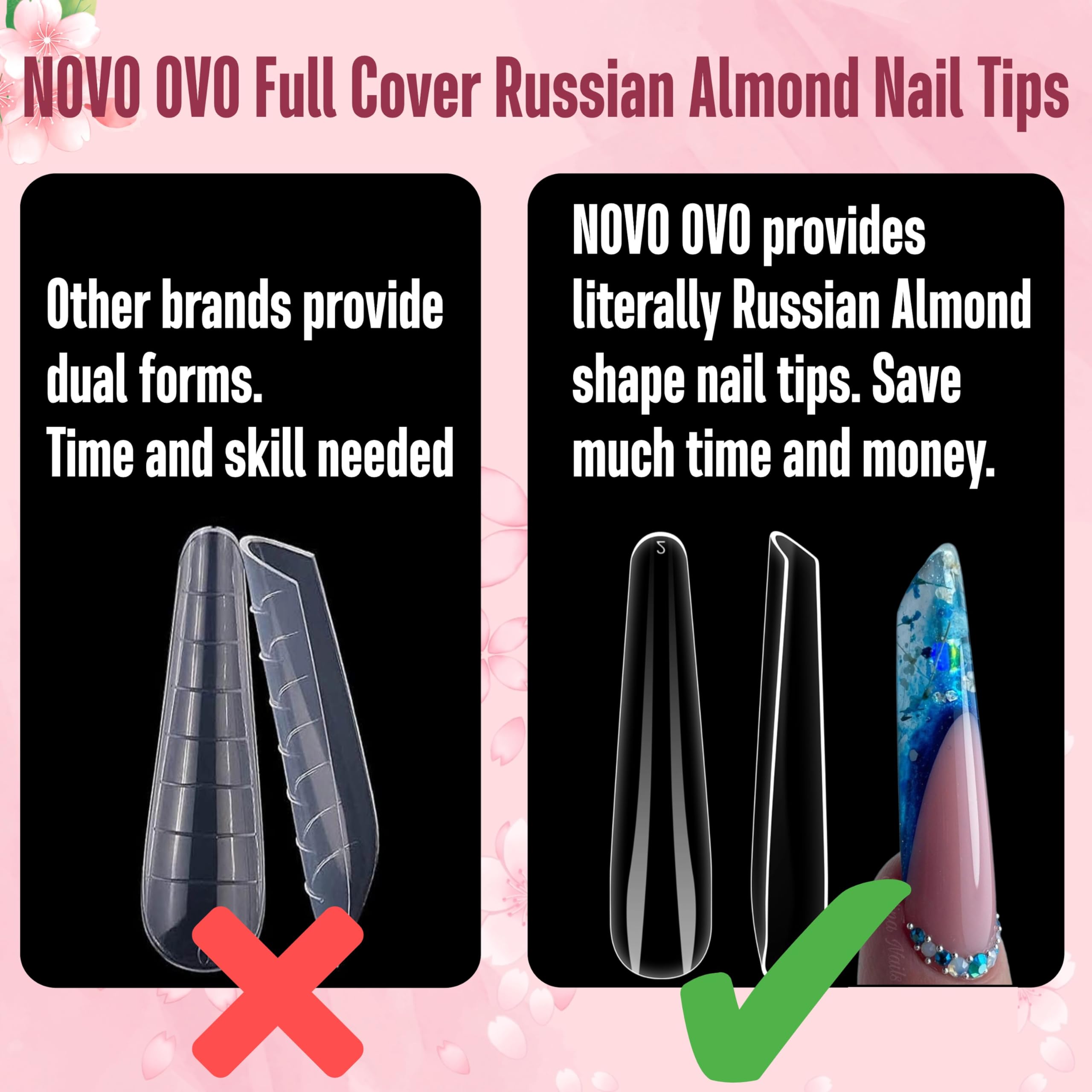 NOVO OVO Nail Tips Russian Almond Coffin Ballerina - Image 4
