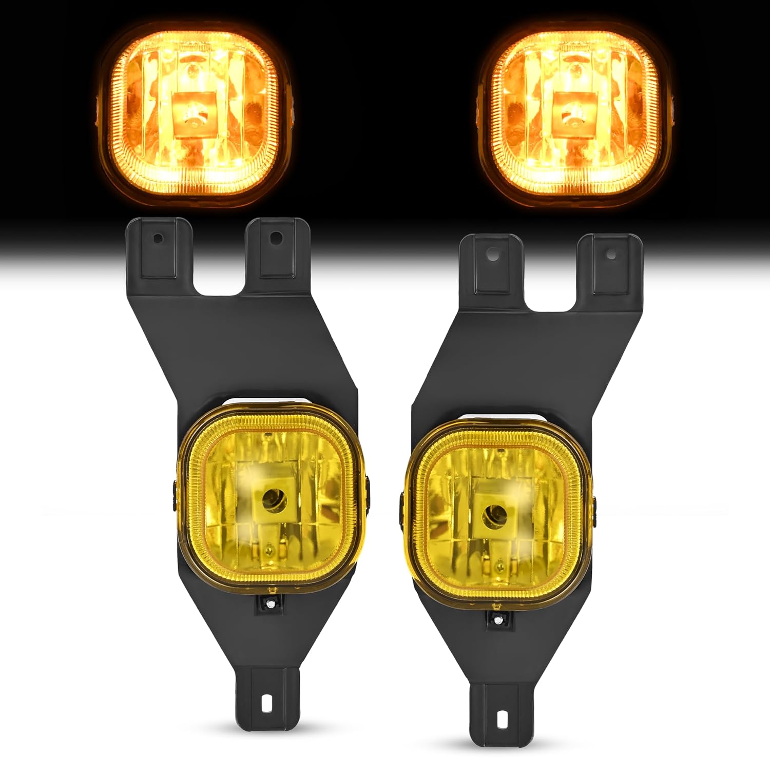 HECASA Pair Fog Lights Compatible with 1999-2004 Ford Excursion F250 F350 F450 F550 Super Duty Pickup Replacement for FO2592200 FO2593200 Driving Fog Lamp LH&RH Amber Lens+Black Bezel