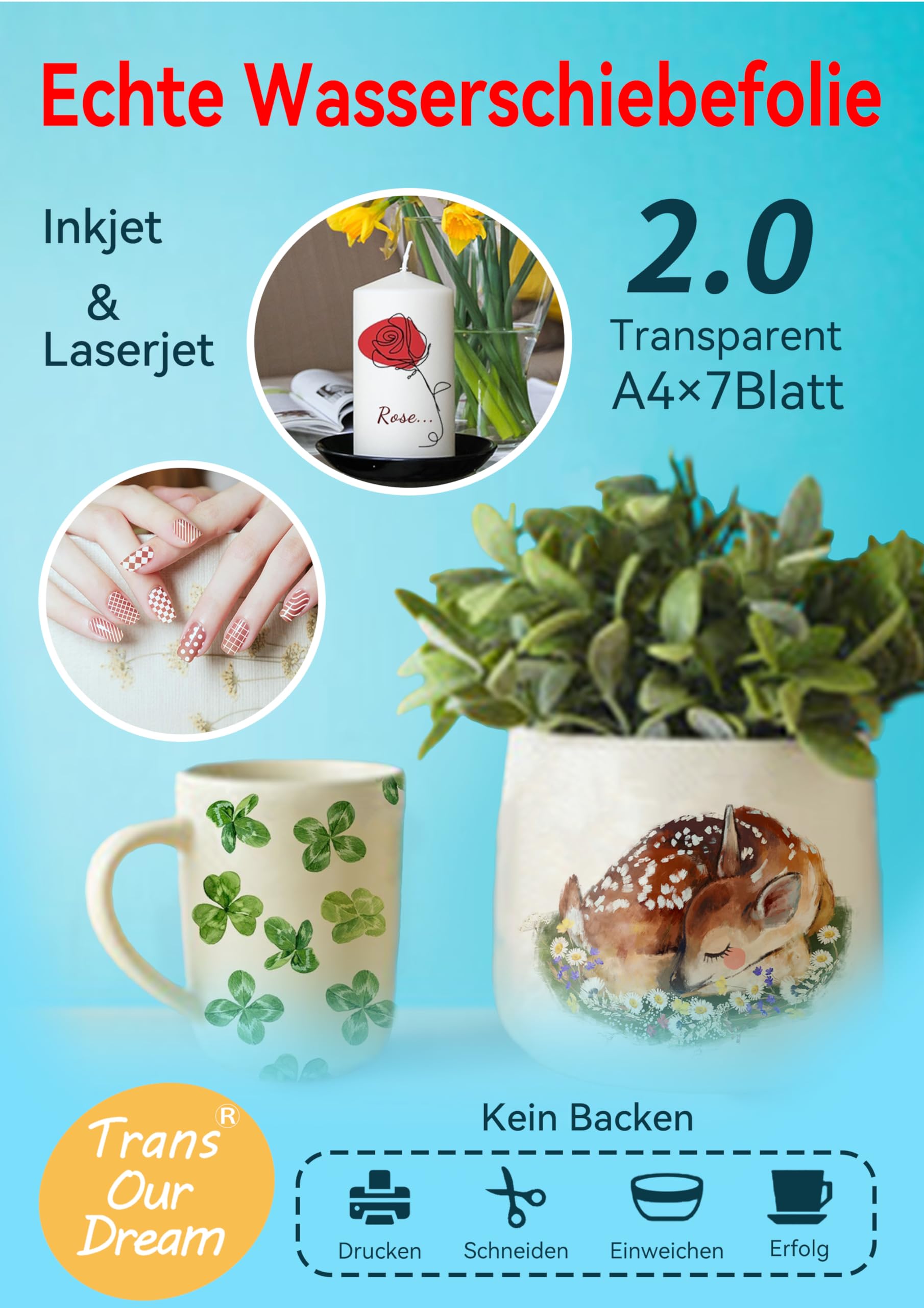 Wassertransferdruck Folie Carbon Wasserschiebefolie DIN A4 – Einfach  Bedruckbar Mit Inkjet Oder Laser Für Individuelle Aufkleber Bedruckbare  Klebefolie Transparent, image size:1810x2560