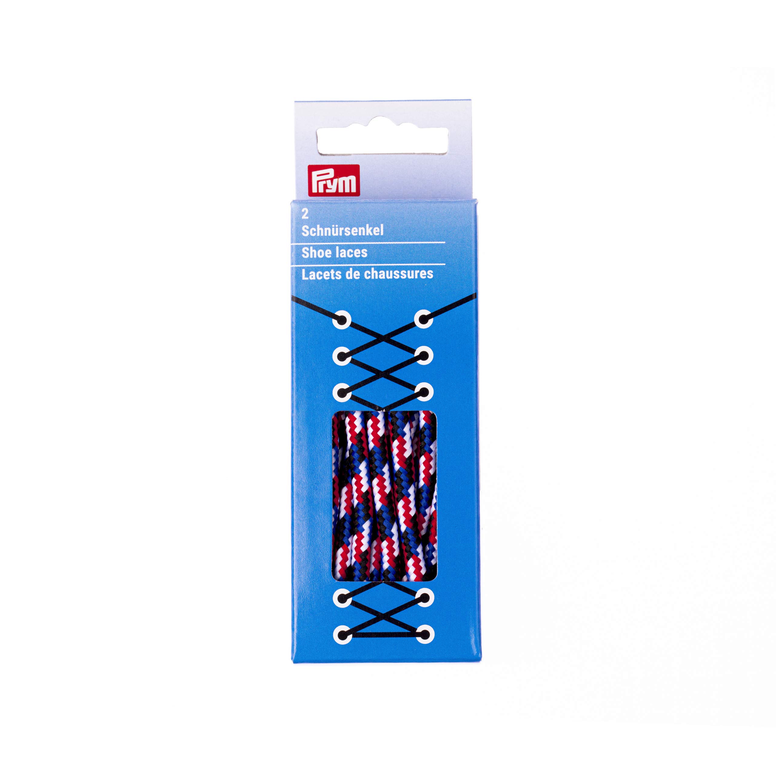 Prym 974942 Outdoor 5 x 1200 mm Blue/Red/White Round Laces, Polyester, 5 mm x 120 cm