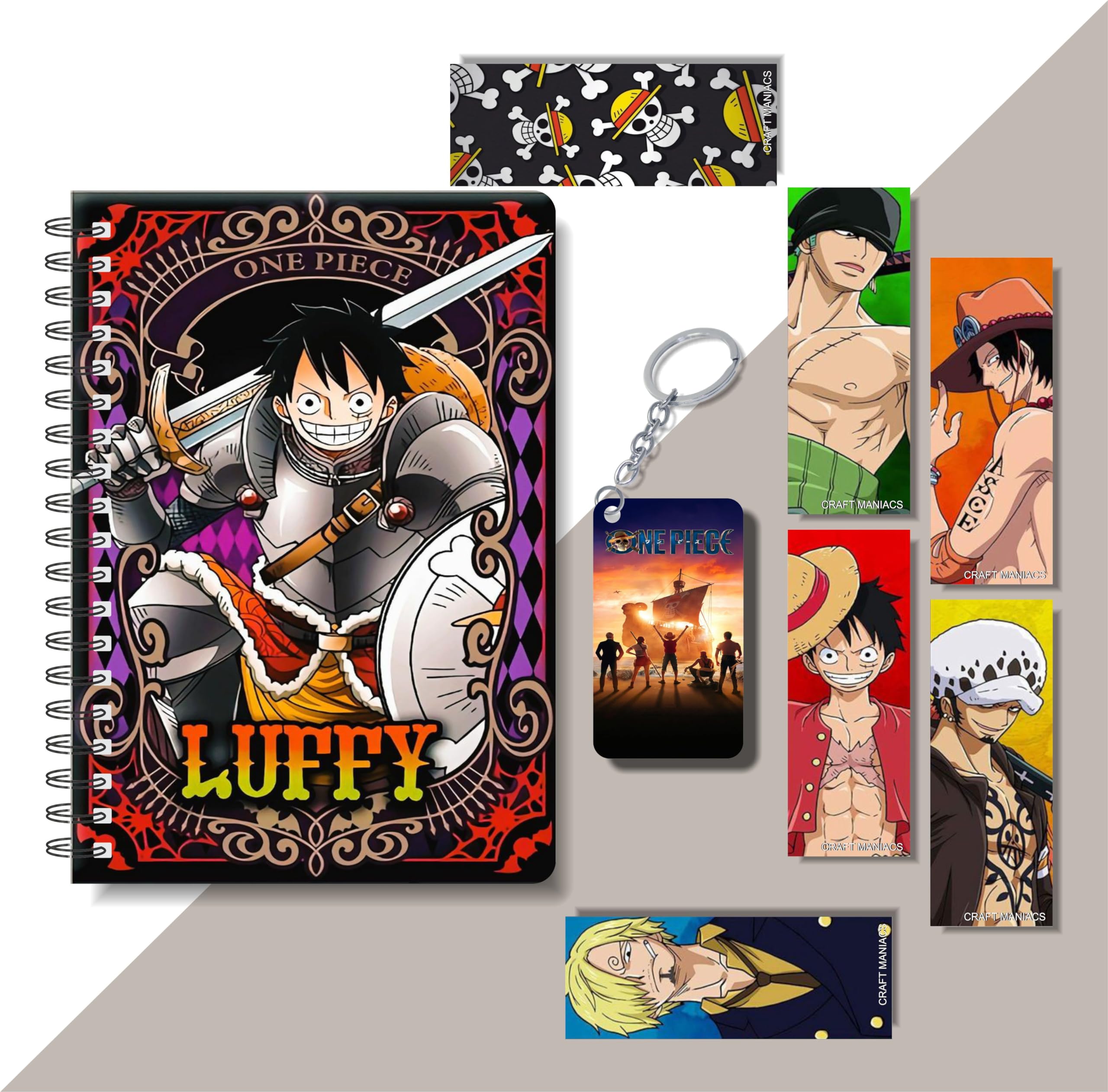 CRAFT MANIACS ONE PIECE LUFFY TRUMP CARD A5 RULED 160 PAGES DIARY
