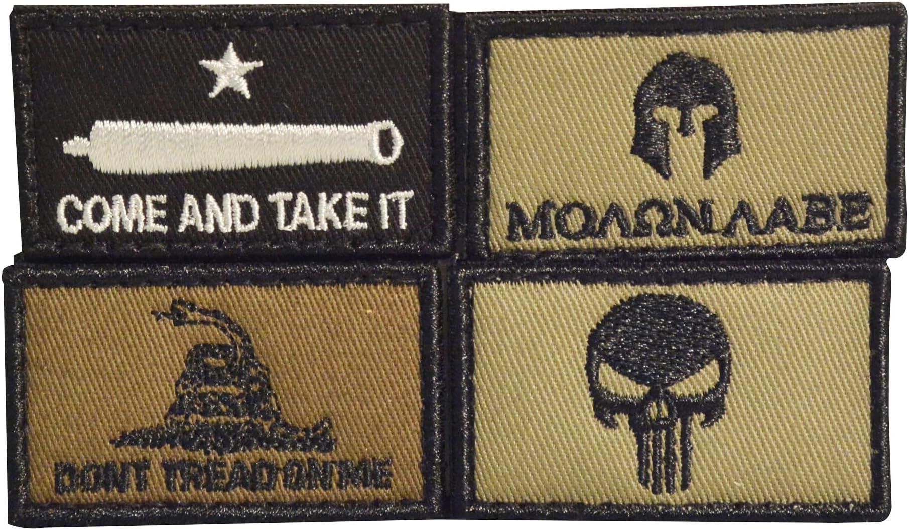 Walker's Razor Patriot Patch Kit Hook & Loop Attachable Embroidery Design Patch Set for Earmuffs, Hats, Backpack, Military Shooting Outdoor EDC Uniforms & Gear - 4 Pcs - Come & Take It