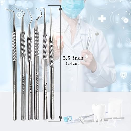 Miniatura 2 de Juego de sondas de precisión de acero inoxidable de 6 piezas: recto, simple, corto doble, doble largo, triple y puntas de gancho 5.5" (14cm)