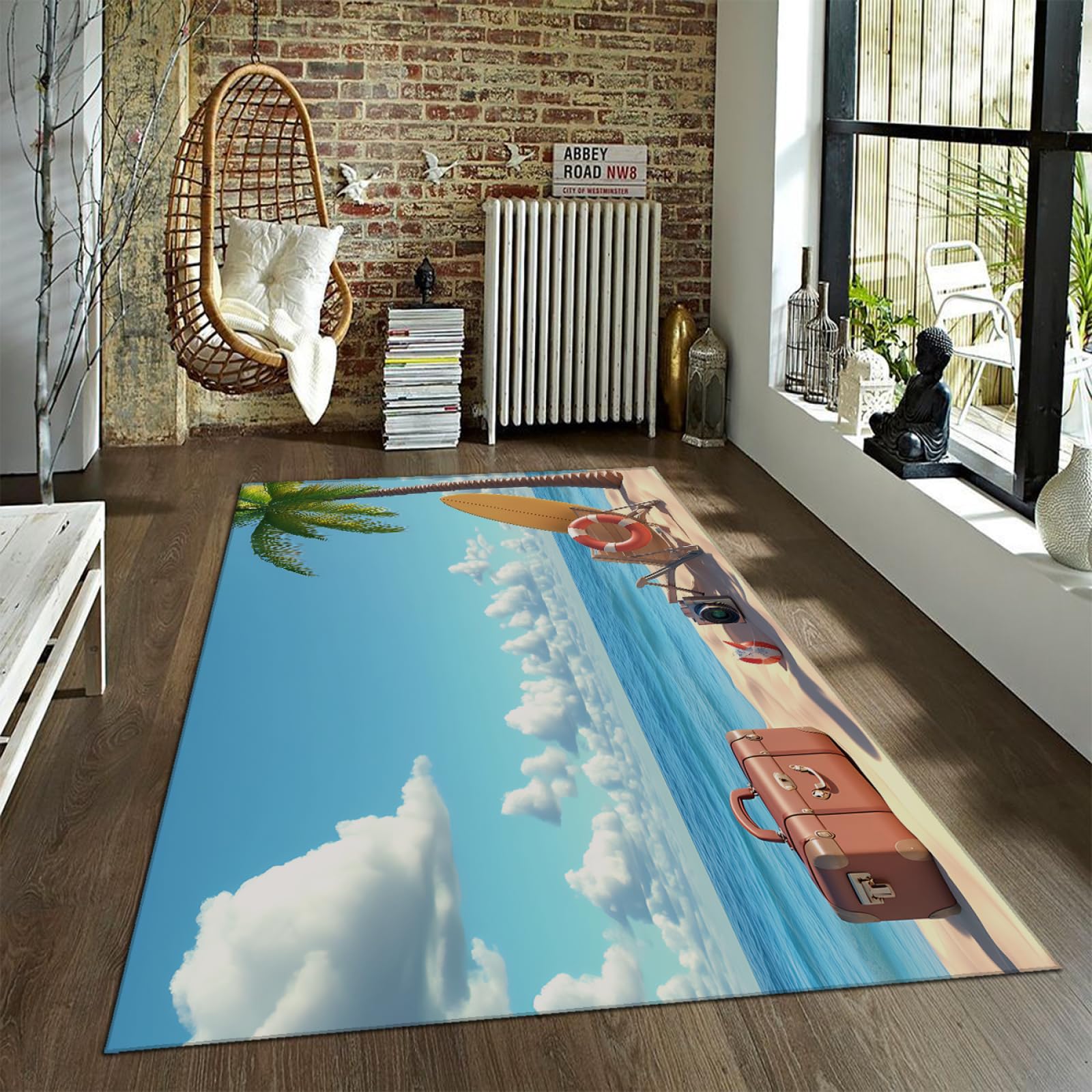 Tapis de chemin moderne style côtier antidérapant 120x180cm