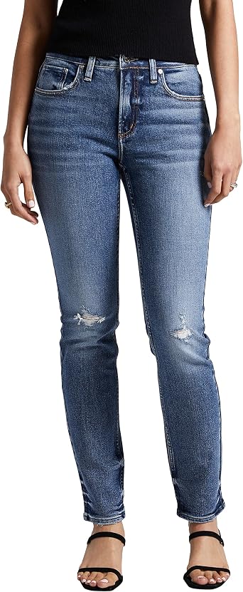Silver Jeans Co. Womens Most Wanted Mid Rise Straight Leg Jeans - Legacy