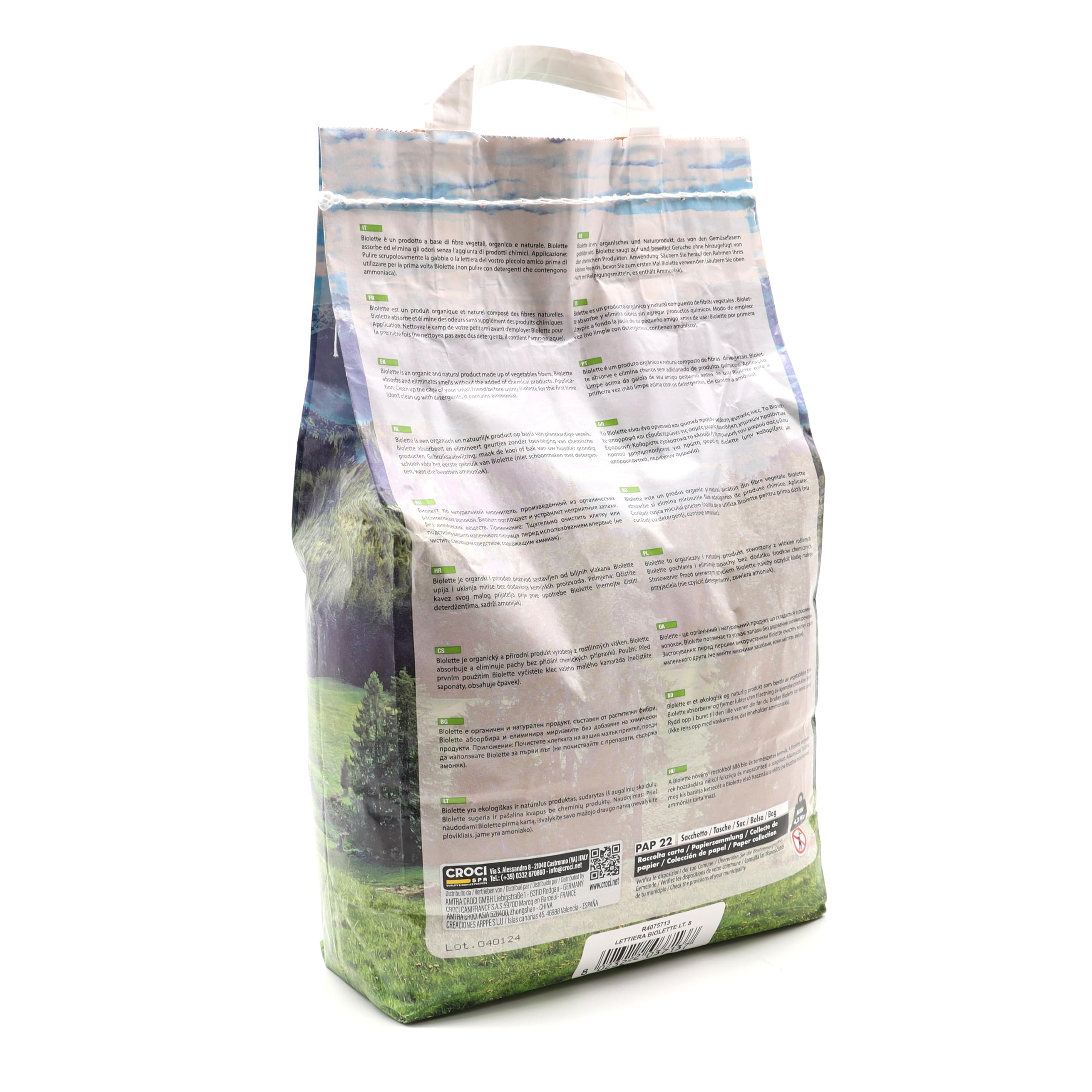 Croci Biolette - Lettiera ecologica 8 litri, lettiera pellet, naturale e biologica, per conigli roditori uccelli e piccoli mammiferi, antiodore