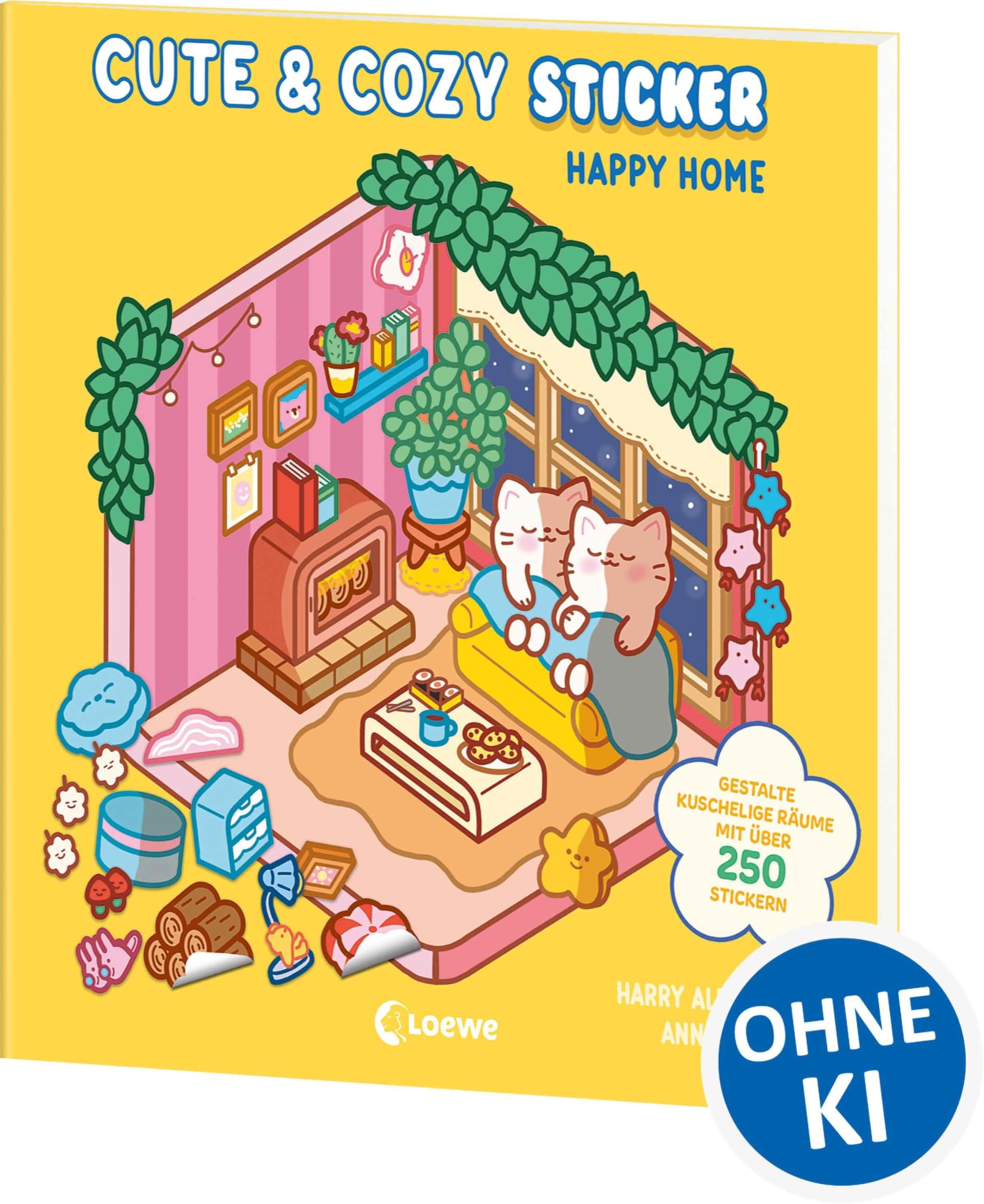 Cute & Cozy Sticker - Happy Home: 3D-House-Stickerbuch für Erwachsene, Teenager und Kinder - Mit über 250 Stickern zum Gestalten kuscheliger Räume - Für beruhigende und kreative Auszeiten