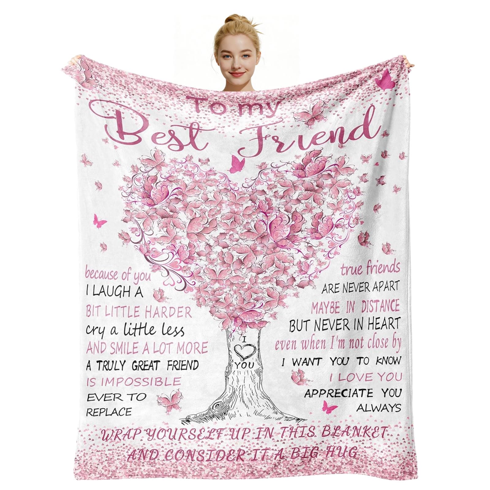 Twirush Women's Pink Best Friend Blanket - Best Friend Birthday Gifts For - Friendship Throw To My Best Friends, Bestie, Bbf, Soul Sister - Friendship Gifts For Friends, 50"X60"