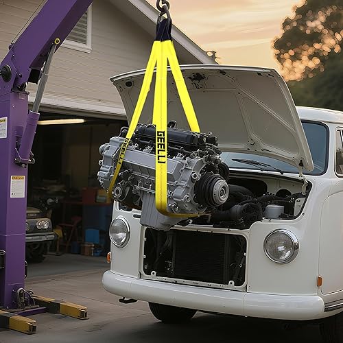 Miniatura 7 de Paquete de 2 correas de elevación de 10 x 2 pulgadas con ojo trenzado, capacidad de 15,000 libras, correa de poliéster resistente, correa de