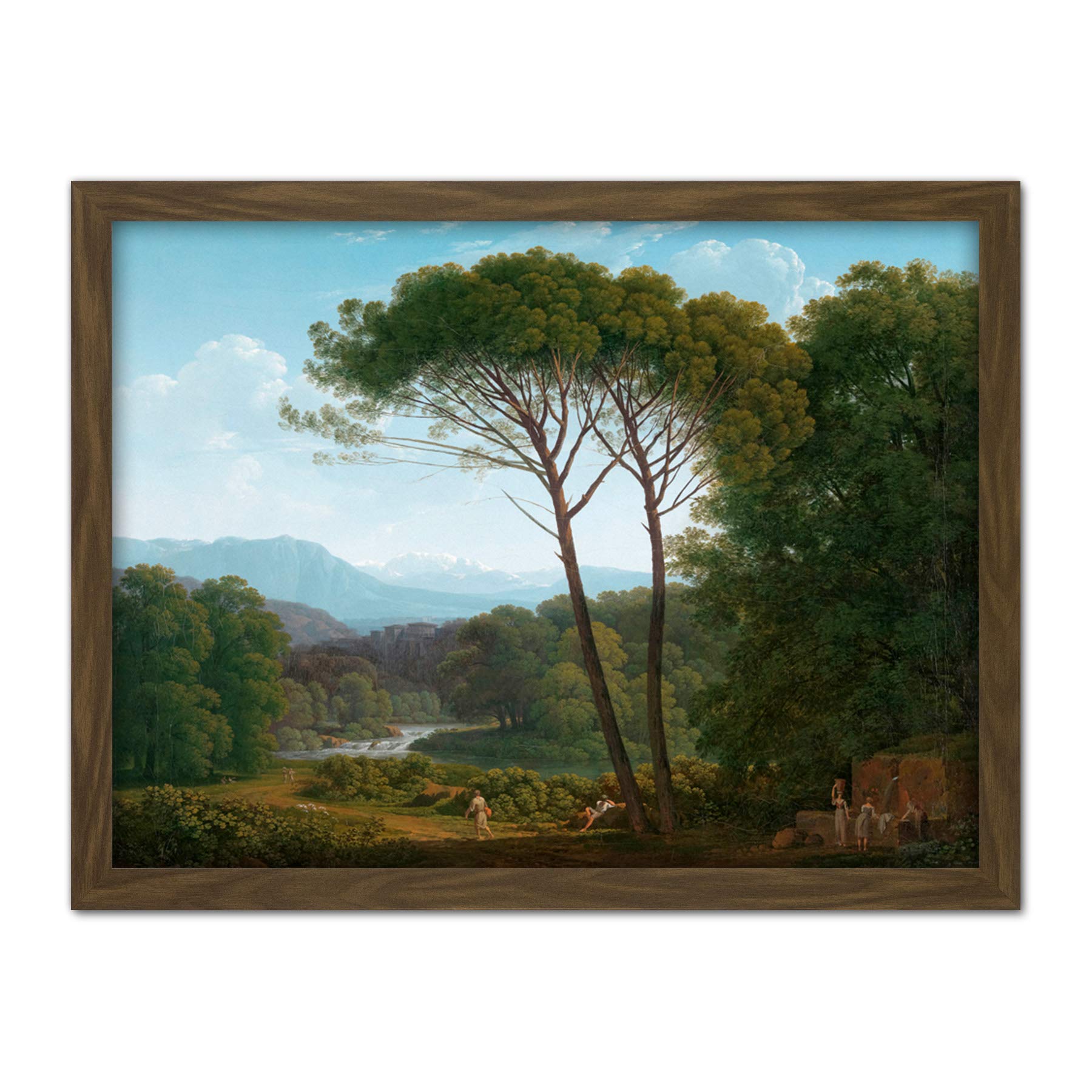 Artery8 Voogd Italianate Landscape With Pines Painting Artwork Framed Wall Art Print 18X24 Inch