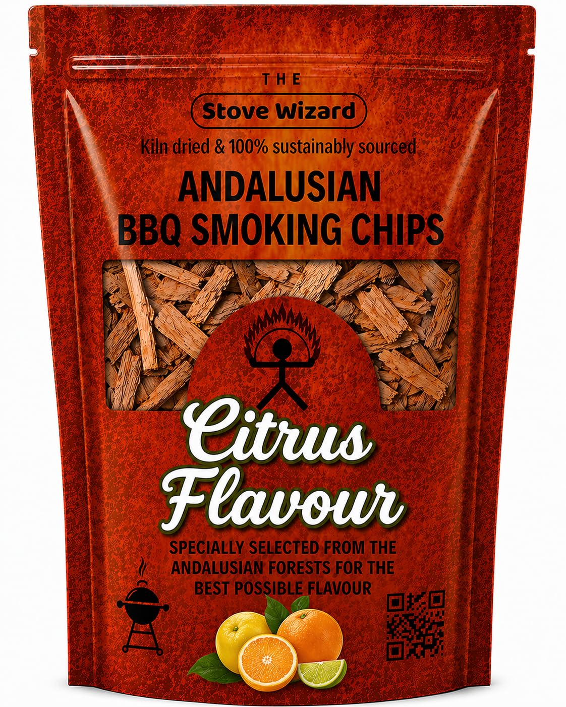 Citrus Wood BBQ Smoker Smoking Chips 850g 3.4 Litre Andalusian Artisan Premium Quality Natural Eco Friendly Wood Chips for Gas Charcoal Grill Outdoor Cooking Fuel for Authentic BBQ Flavour