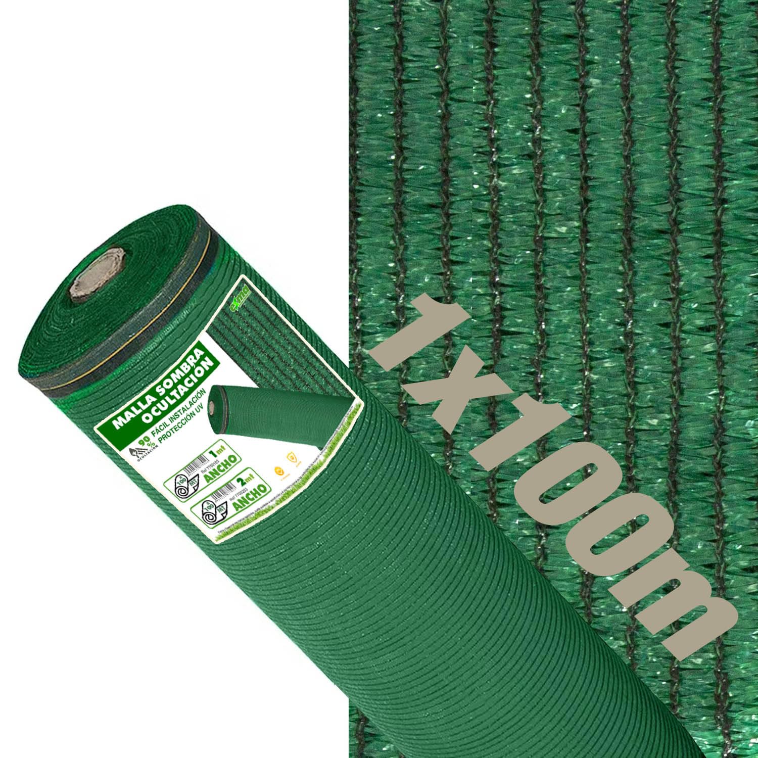 Lona Sombra Exterior Malla Sombreo Red para Vallas y toldos - Rollo Tela Ocultacion Jardin de Maya [Verde Ancho1m]