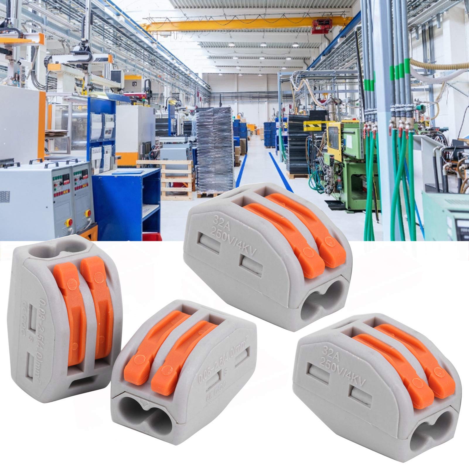 VOBOR 100Pcs Connettore per cablaggio a spinta Morsettiere di linea a connessione rapida Connettori per cavi per dispositivi paralleli(PCT-212)