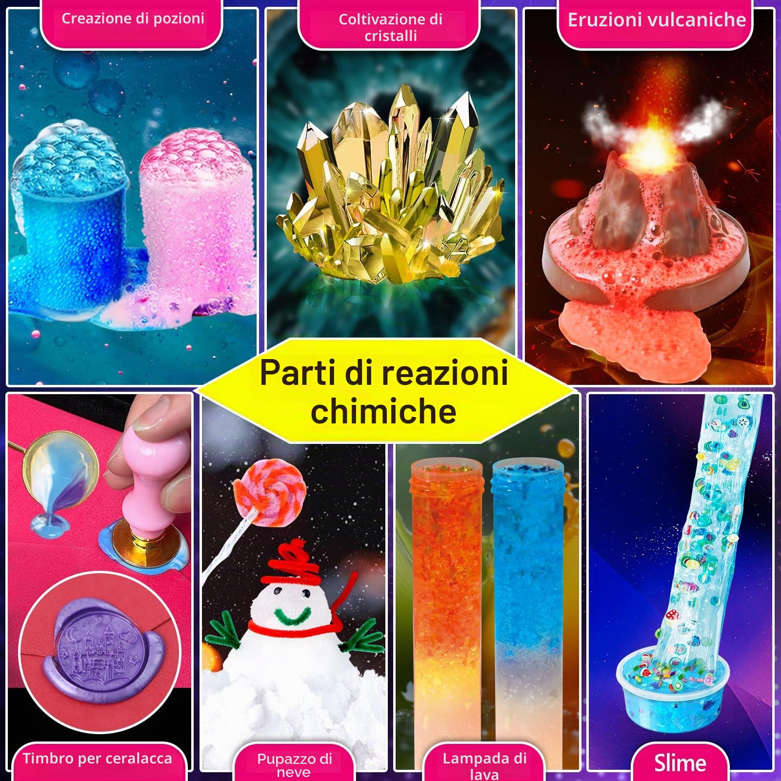 PATIFEED 230 Esperimenti Kit Scienza per Bambini Ragazzi Ragazze Regali Idea S.T.E.M Giocattoli con Magia Chimica Set Cristallo Crescente Fisica Vulcano