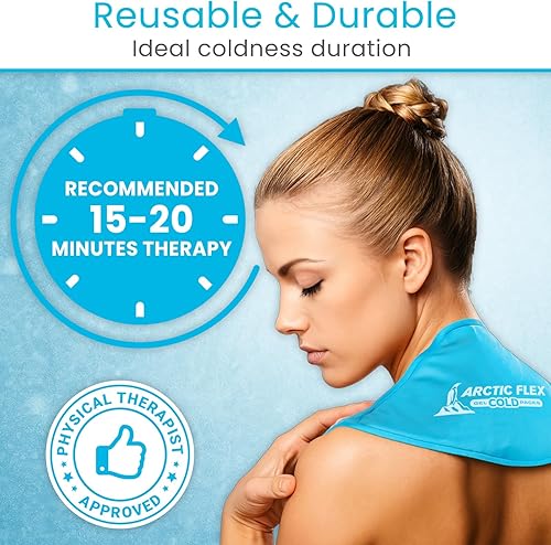 Miniatura 3 de Arctic Flex Bolsa de hielo para el cuello, envoltura de terapia de hombro de compresión fría, almohadilla de gel médica reutilizable para hinchazón,