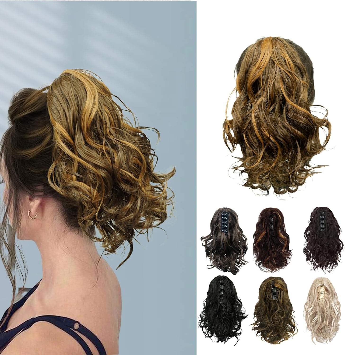 10" Ponytail Extension Claw Clip Hair Extensions Short