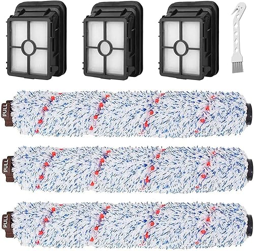 Paquete de 6 piezas de repuesto compatibles con aspiradora Bissell CrossWave, paquete de 3 rollos de cepillo multisuperficie 1868, paquete de 3