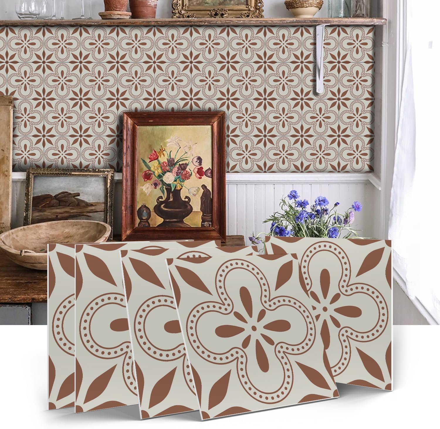 VICCI 12Pcs Tile Sticker Self Adhesive Wall Decals Peel and Stick Kitchen Backsplash Waterproof Wall Stickers 5.9x5.9 inch