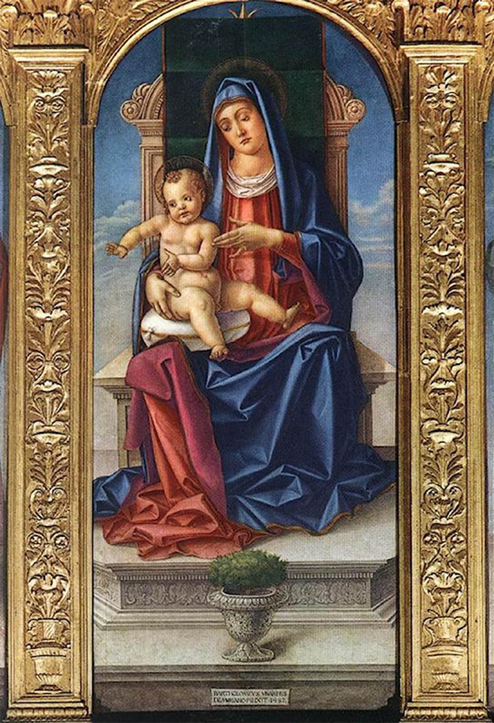 ARTXLXXBN Famous Art Print Poster Vintage Wall Art Lady Enthroned by Bartolomeo Vivarini Canvas Art Poster for Home Decor 60x90cm