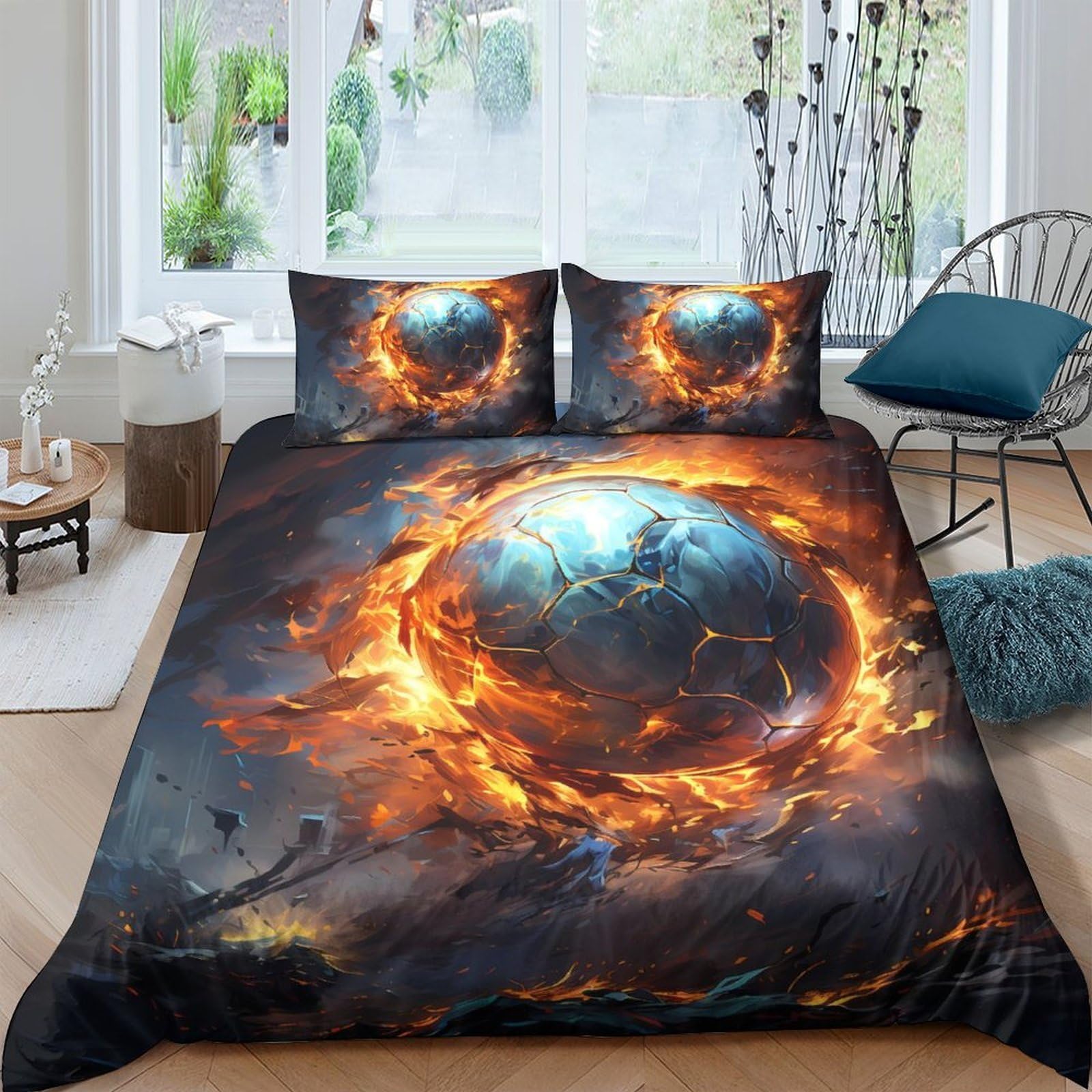 Ctjqhvkz Style-7 3D Printed Fiery Planet Fitted Sheet Microfiber Soft Breathable Cosmic Explosion Mattress Cover Bedroom Decor Single（135X200cm）