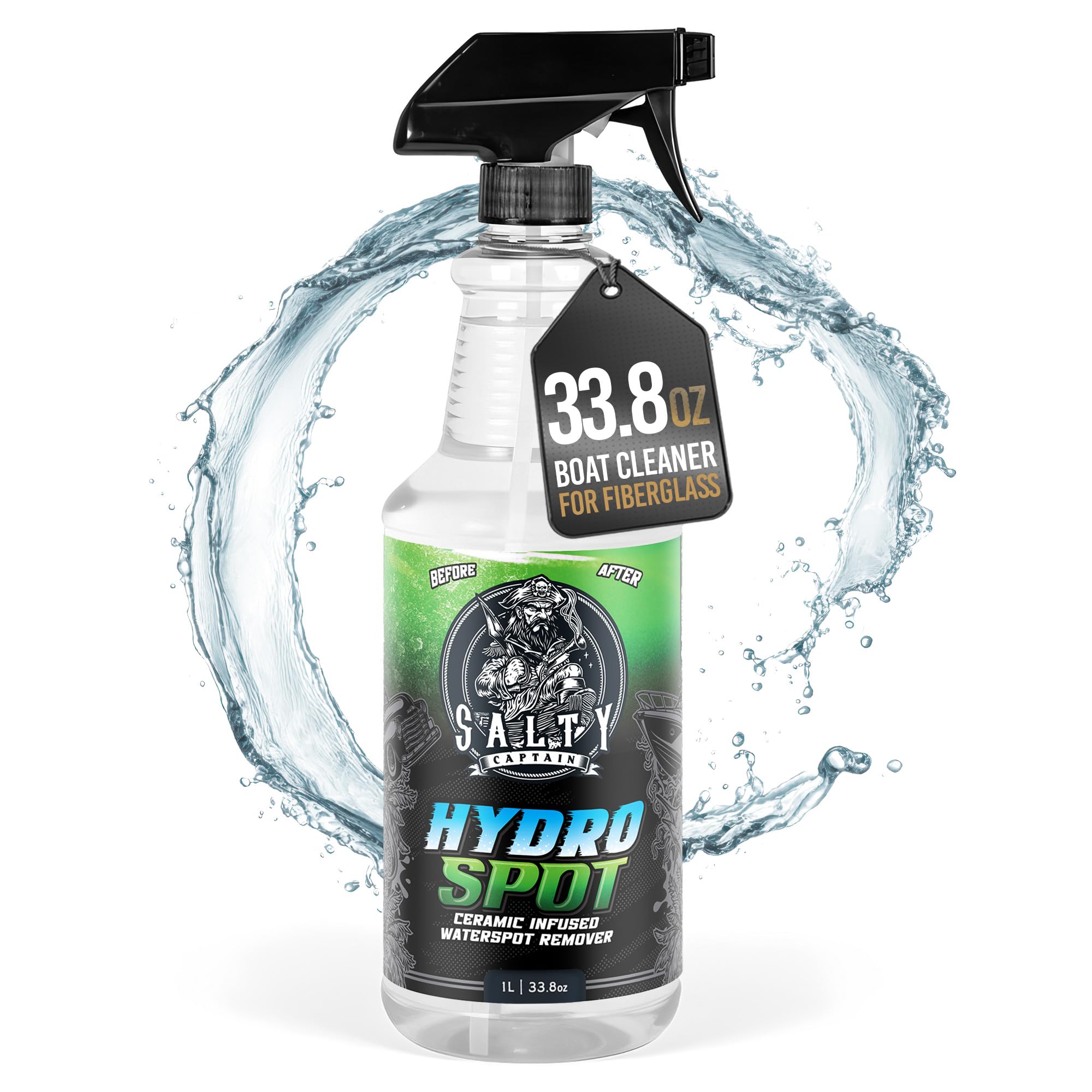 Salty Captain Exterior Boat Cleaner & Protectant Spray | Ceramic Infused Water Spot Remover | Marine Detailing Spray | Easy Spray & Wipe Formula, 33.8oz