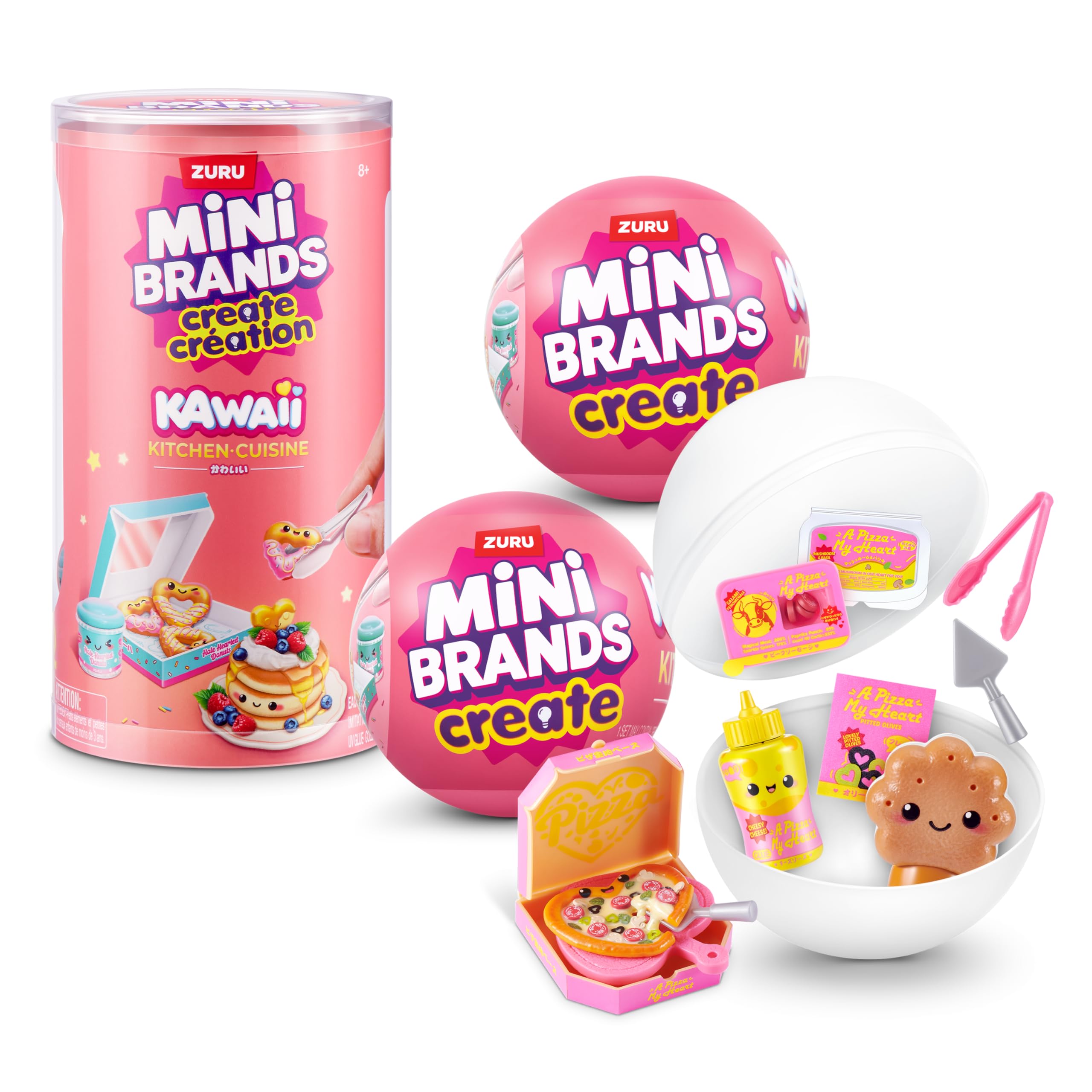 Mini Brands Mini Create Kawaii Kitchen Capsule Series 1 (2 PACK) by ZURU – Includes Accessories to Assemble 10 Collectible Kawaii Foods, Suitable for Kids, Teens, and Adults