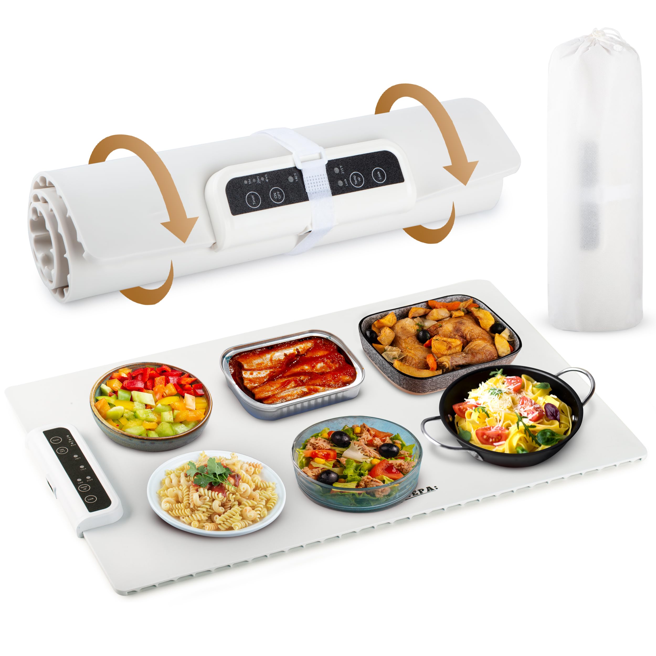 Extra Large Warming Mat for Food | Auto Shut-Off, Child Lock Food Warming Mat | Portable, Foldable Electric Warming Tray | Premium Food Heating Mat | Food Warming Mats for Safe Countertop
