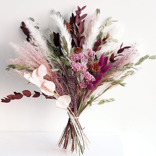 Natural Dried Flower Bouquet - Boho Pampas Grass Decor, Chic