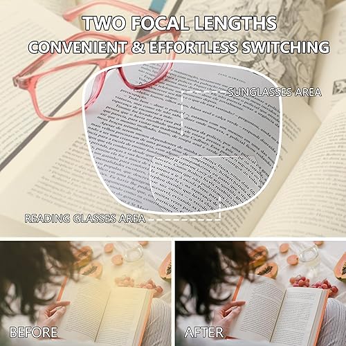 Miniatura 4 de Gafas de sol bifocales para mujer, gafas de sol clásicas retro de lectura, paquete de 3 lentes de sol UV400 con resorte de metal +2.5