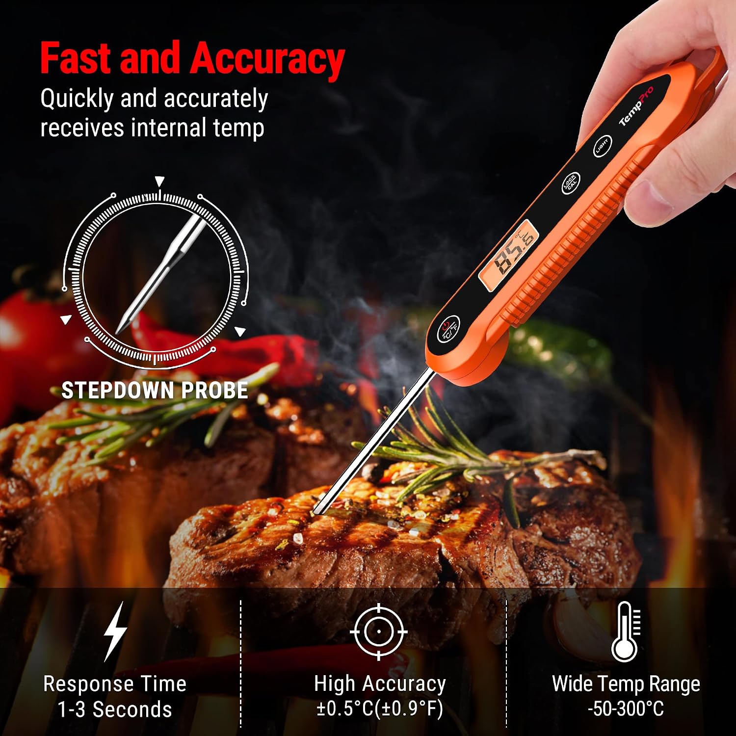 TempPro TP03H Thermomètre à viande, étanche IPX6, thermomètre alimentaire - Analyse des détails et conception