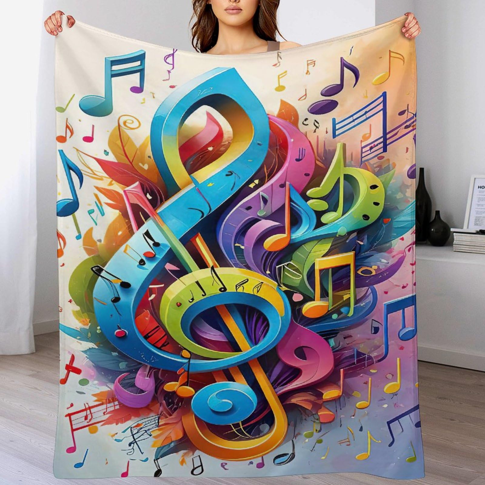 Couverture polaire note de musique pour ne plus avoir froid sur votre canapé avec style