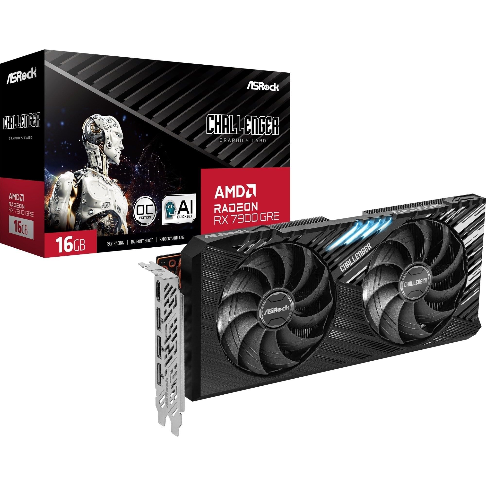 Amazon.com: ASRock AMD Radeon RX 7900 GRE Challenger 16GB OC 18 Gbps 256 Bit Dual Fan Design 0dB Silent Cooling Graphics Card 7680 x 4320 RT AI Accelerators : Electronics Amazon.com: ASRock AMD Radeon RX 7900 GRE Challenger 16GB OC 18 Gbps 256 Bit Dual Fan Design 0dB Silent Cooling Graphics Card 7680 x 4320 RT AI Accelerators : Electronics