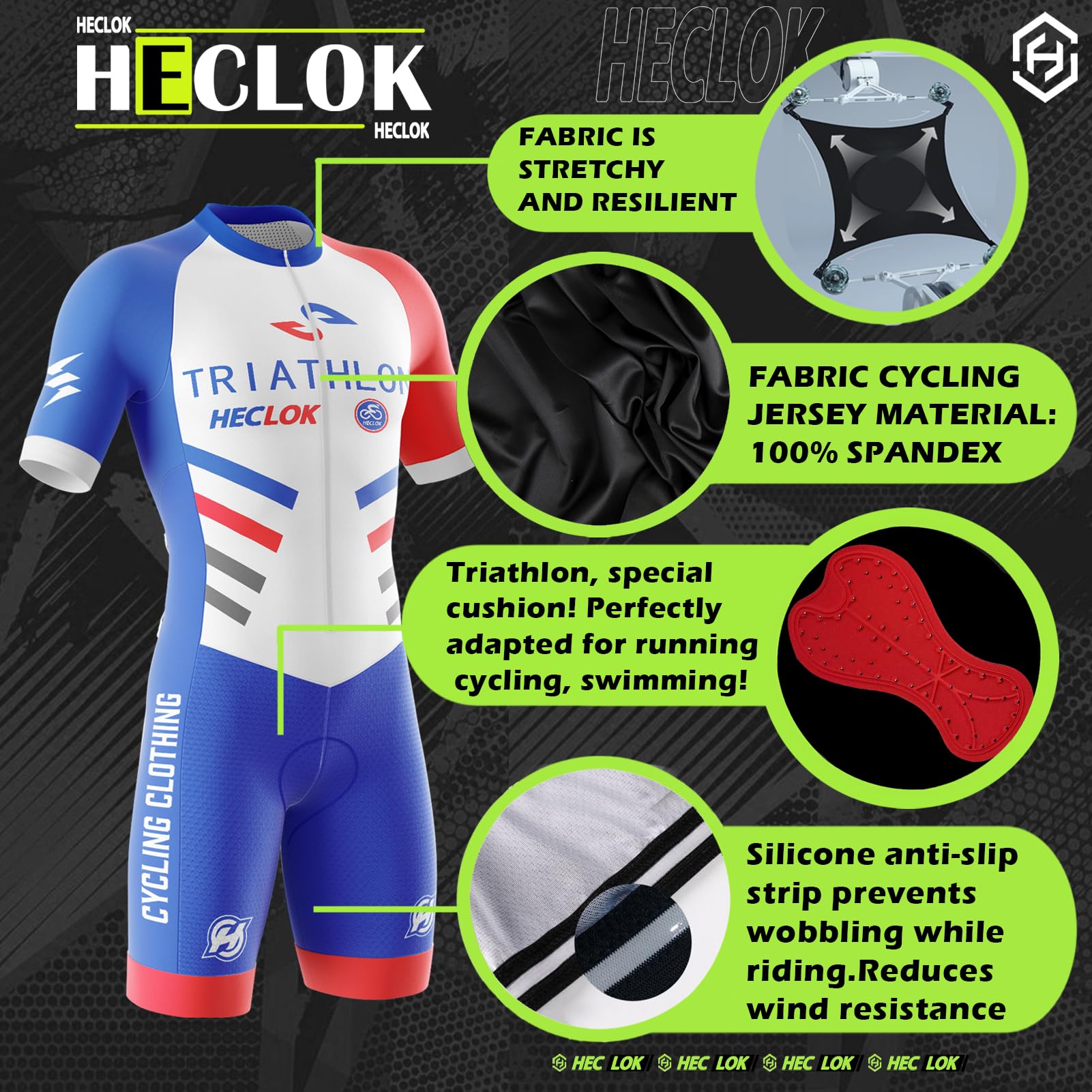 Homme Pro Trifonction Manches Courtes Sports de Plein Air Vêtements de Triathlon, Combinaison de Triathlon à Manches Rembourrée,Combinaison de Cyclisme Homme, Cycling Route
