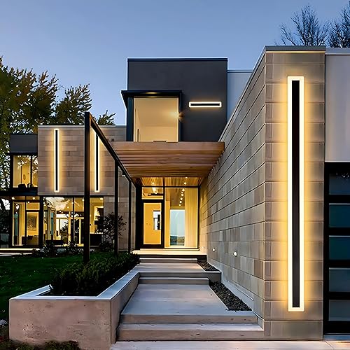 Miniatura 8 de Paquete de 2 lámparas de pared LED de 31.5INCN largas para exteriores, 24 W, impermeable, IP65, blanco cálido, 110 V, lámpara de pared rectangular