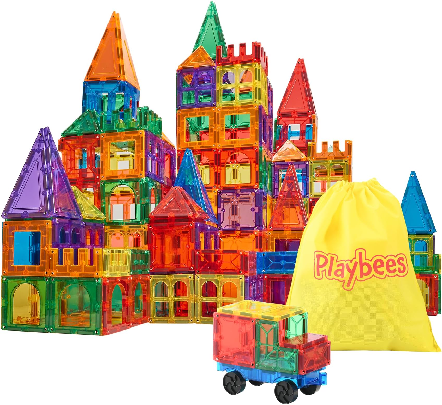 Magnetic Building Tiles 100 Piece Set - Magnet Tiles for Kids Ages 4-8, Building Block Set for Boys and Girls, Toddlers Stem Educational Learning Development Toys