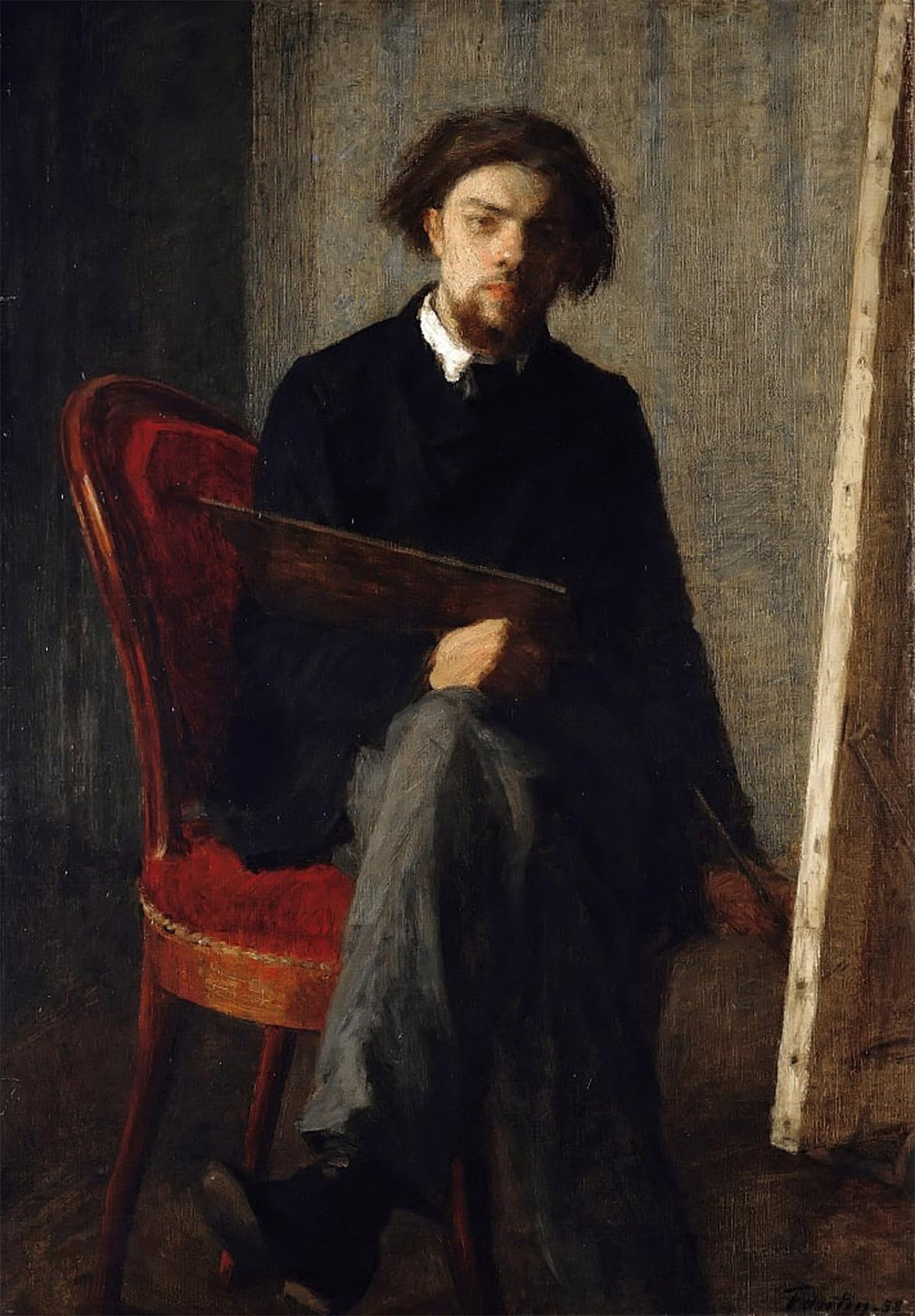 ARTXLXXBN Famous Print Painting Colorful Art Print Portrait of Whistler Oil on Canvas by Ignace Henri Jean Fantin Latour Canvas Art Decorations for Home Decor 60x90cm
