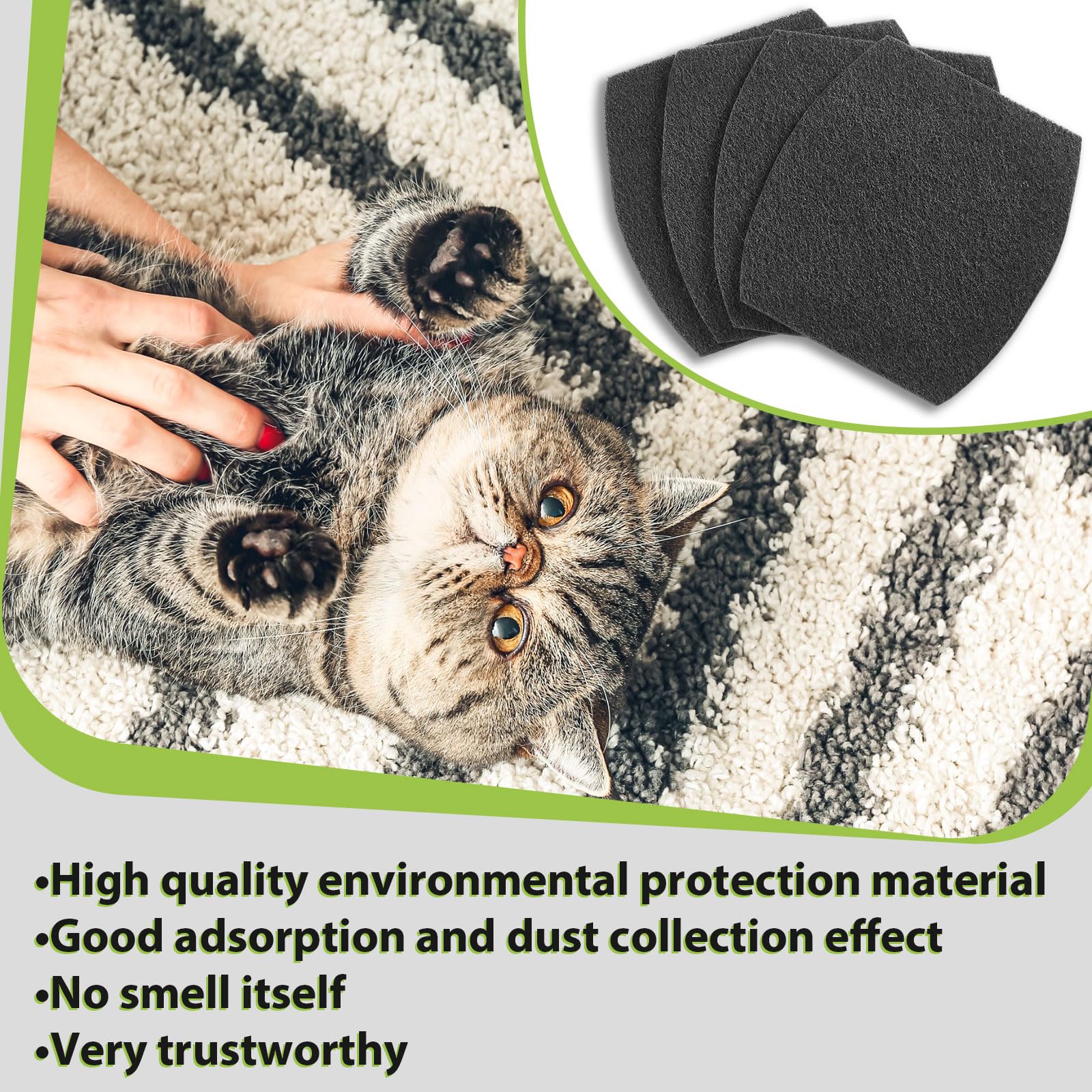 Jecery 10-Pack Activated Carbon Cat Litter Box Filters Compatible With Petmate Booda Clean Step - 6.3 X 5.91 Inches