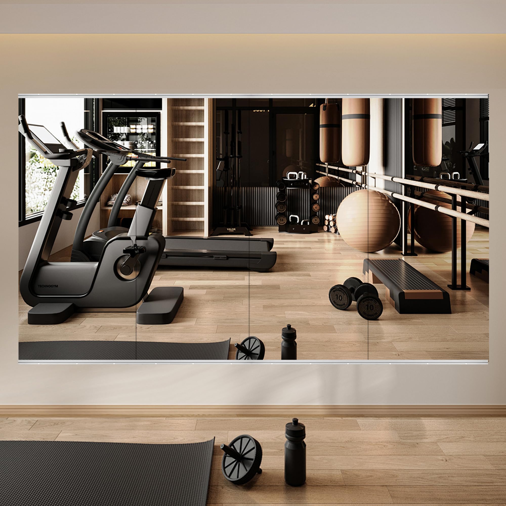 MILK Mirror room セット Home Gym Mirror, 56''x16''x4PCS, Large Full Body Mirror for Yoga