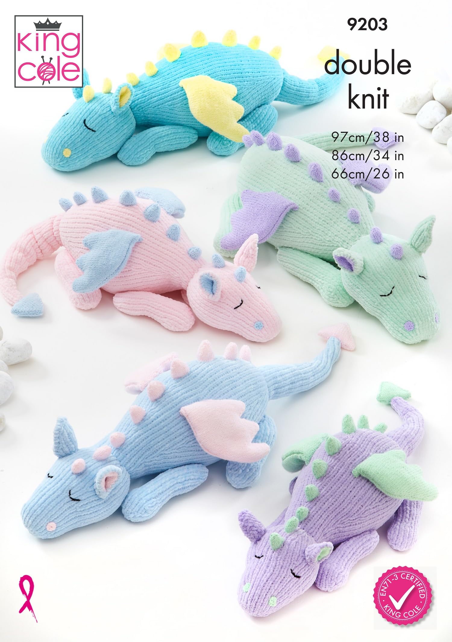 King Cole Knitting Pattern Sleeping Dragons Double Knit DK in 3 Sizes (9203)