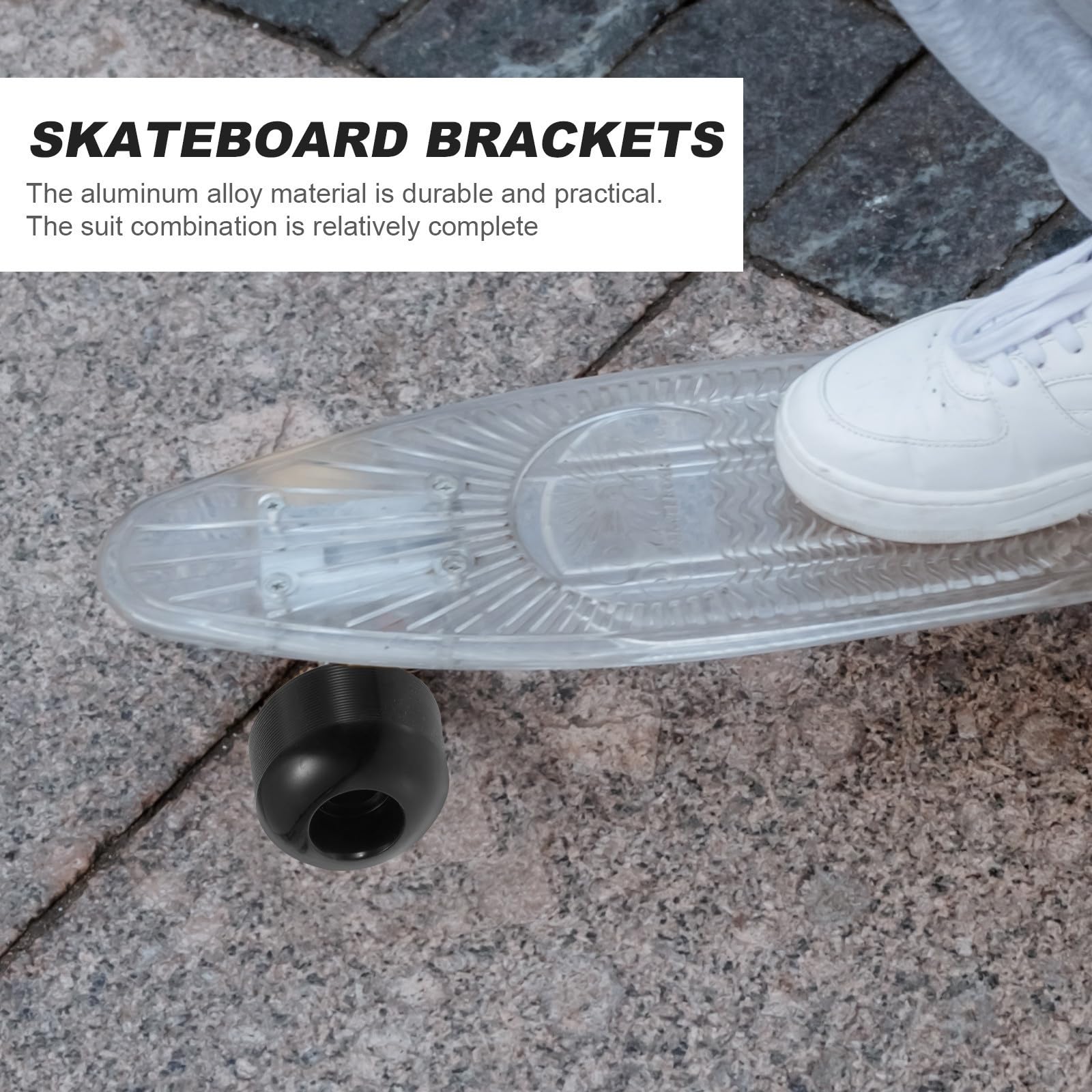 SHINEOFI Accessoires de Pont de Skateboard en Alliage d'aluminium Noir avec roulements ABEC et Roues PU, Ensemble Complet pour Skateboard Double Kick, conçu pour Board Plusieurs Styles