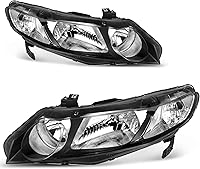 Vista 65 de oEdRo Ensamble de faros Compatible con 2005-2010 Chevy Cobalt / 2007-2010 Pontiac G5 / 2005-2006 Pursuit Reemplazo de faro Carcasa de cromo