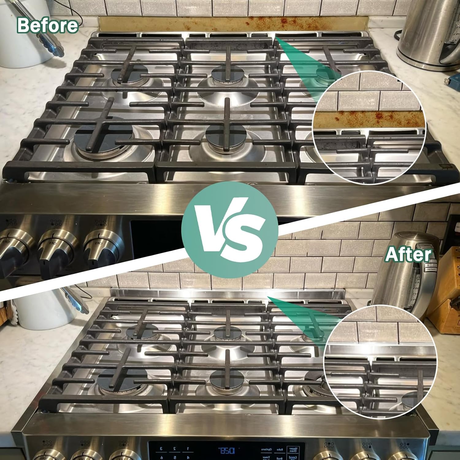30" Stove Gap Filler, Kitchen Stove Gap Covers, Slide-in Range Rear Filler Kit for Most Brand Kitchen Stoves, Easy Install, Easy to Wipe (Silver)